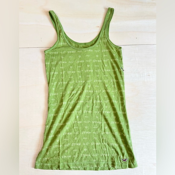 Hollister Tops - VTG Hollister Co Green "I ♡ HCO" 1922 Logo Heart Tank Top - Y2K Preppy - Sz L
